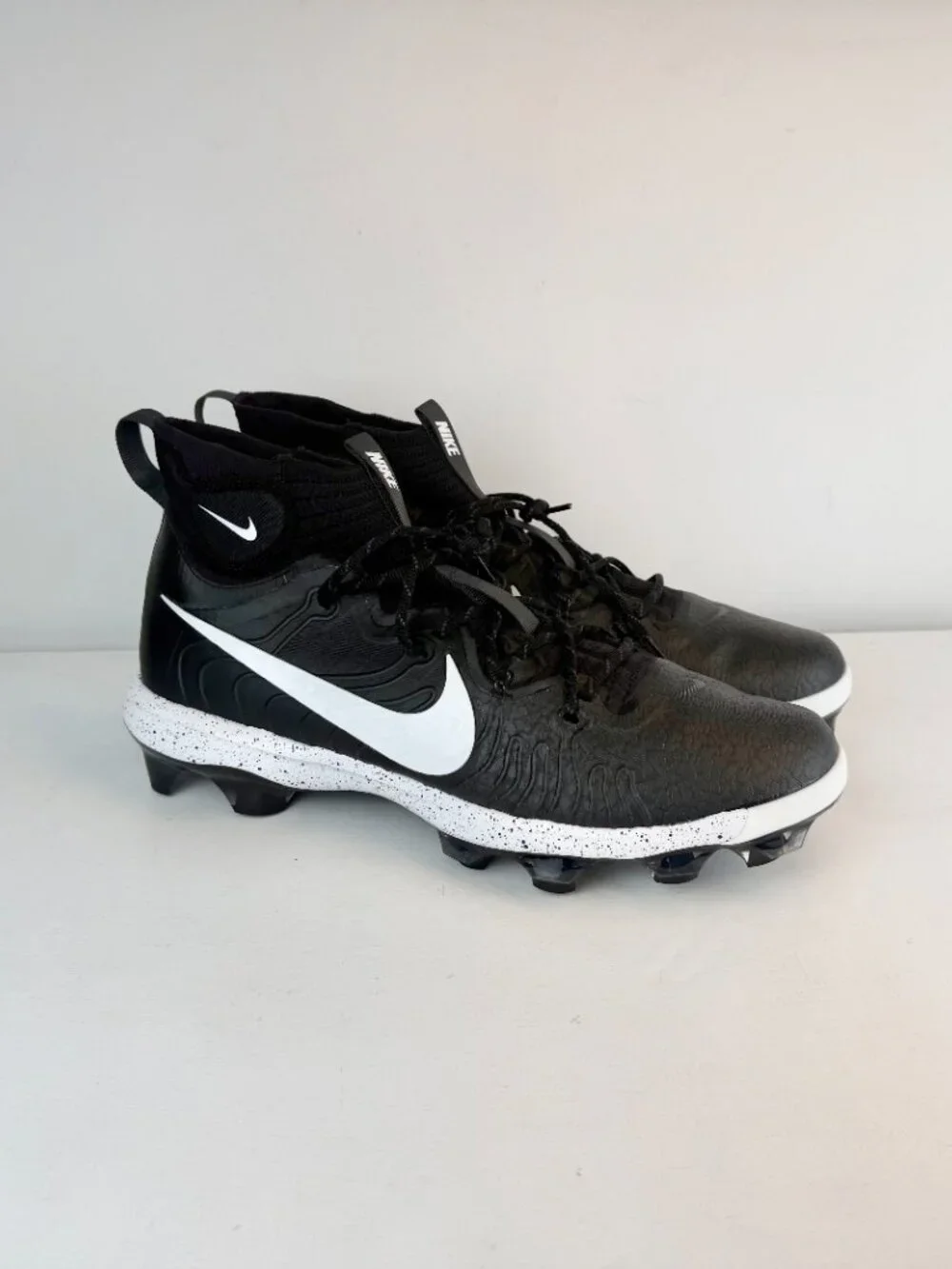 Men's 14 - Nike Alpha Huarache NXT MCS Black OREO Baseball Cleats - DJ6519-002